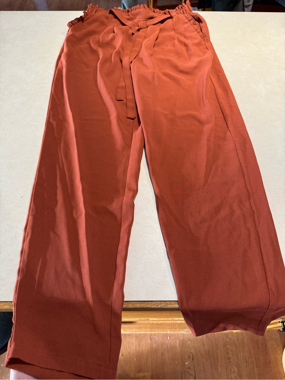 SHEIN Women's Straight-Leg Drawstring Pants in Rust